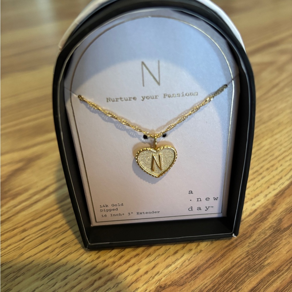 A New Day Gold Initial Heart Necklace